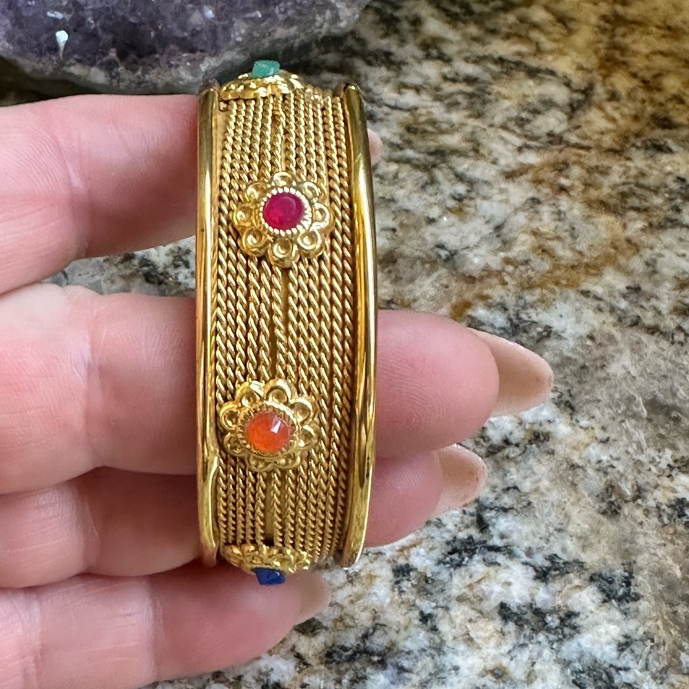 Gold Indian Bangle Gemstone Bracelet - Picture 5 of 8